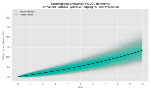US Permanent Portfolio Strategy with Dynamic Currency Hedging Monte Carlo Simulation Performance After Currency Effect and Private Fund Fees 2016-2025 - ผลการจำลองผลตอบแทนและความเสี่ยงด้วยการสุ่มของกลยุทธ์จัดพอร์ตการลงทุน ภายหลังได้รับผลกระทบจากค่าเงินและค่าใช้จ่ายต่างๆของกองทุนส่วนบุคคล Permanent Portfolio